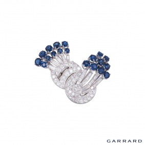 Garrard Diamond and Sapphire Brooch Circa 1950